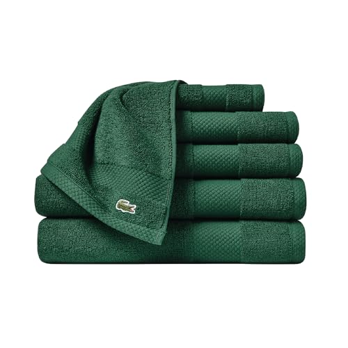 Lacoste Heritage Supima Cotton 6-Piece Towel Set, 2 Bath Towels, 2 Hand Towels, 2 Washcloths, Eden – Highly Absorbent & Quick Drying, Bathroom Essential, Machine Washable by Lacoste - Used condition - CA$89.66