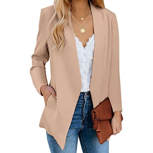luvamia Women's Casual Long Sleeve Lapel Button Slim Work Office Blazer Jacket Small C Warm Taupe