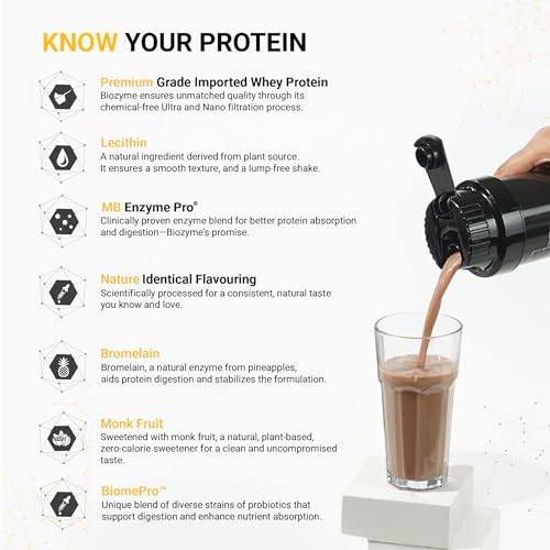 Image of MuscleBlaze Biozyme Gold 100% Whey Protein Powder (Monk Fruit Sweetened Chocolate Hazelnut, 1kg / 2.2 lbs) | 26g Protein Per Scoop | Whey Isolate as Primary Protein Source