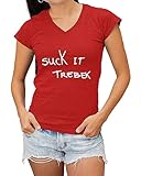 XX-Large Red Women Suck It Trebek Funny V Neck T-Shirt