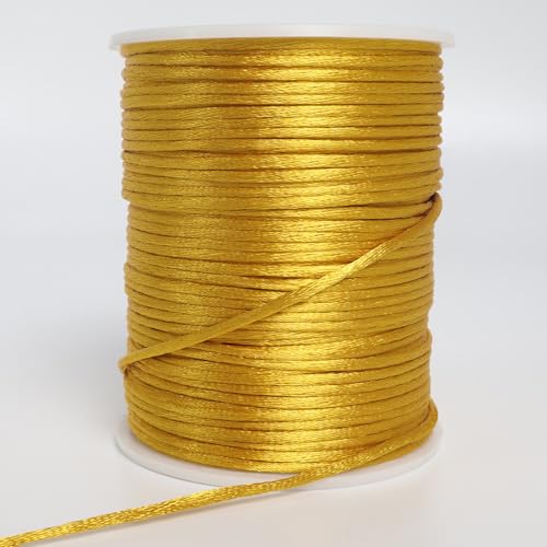 LUSTEMBER 2 mm x 330 Feet Satin Nylon Cord Silky Smooth Nylon String for Jewelry Making Bracelet Necklaces Beading Thread Rattail Macrame Kumihimo Chinese Knot Craft