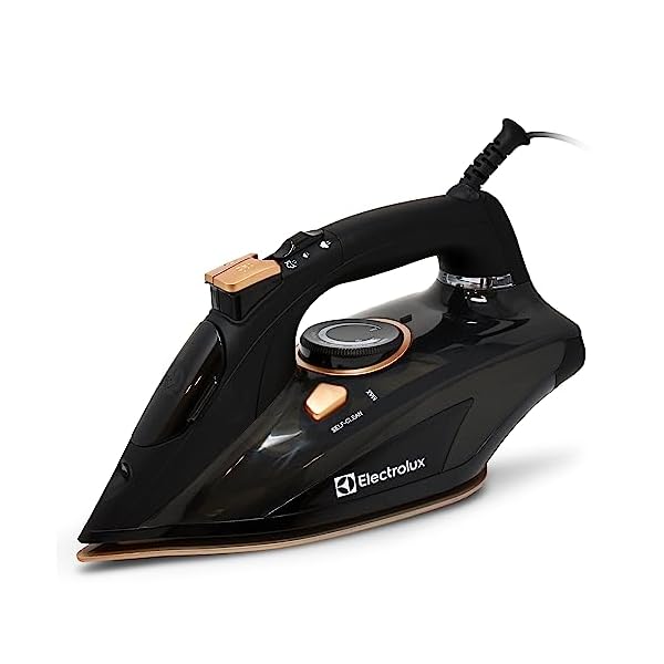 Electrolux Professional Steam Iron for Clothes, 1700-Watts Powerful Clothing Iron Steamer with Rapid Heat, Adjustable Steamer, Titanium Infused Ceramic Soleplate – Black, Large