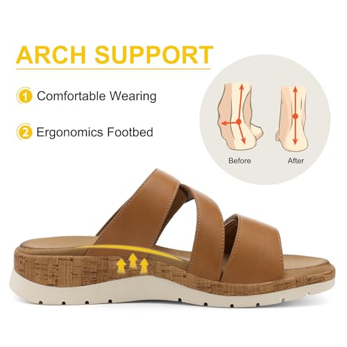 Image of UBFEN Womens Slides Sandals Comfortable Low Wedge Arch Support for Walking