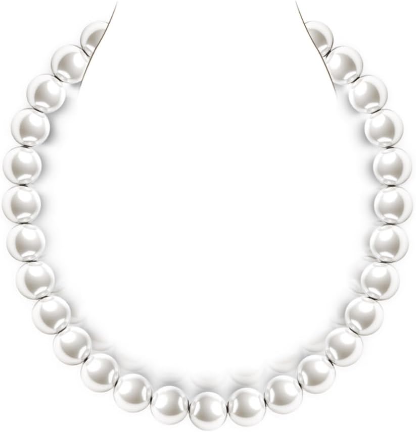 Raneecoco HYPER LUSTER Sterling Silver Round Simulated Pearl Necklace for Women | Dainty Choker or Long Pearl Necklace | Gift Ready for Wedding