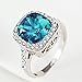 Acefeel Sea Blue Austrian Crystal Wedding Engagement Promise Ring For Women 18K White Gold Plated