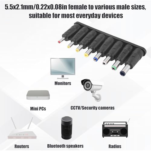 Adaptador DC BOXOB con 8 conectores para laptop y monitor miniatura 4