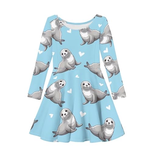 Cumagical Girls Fall Winter Dress Long Sleeve A Line Casual Dance Clothes for Toddler Girls