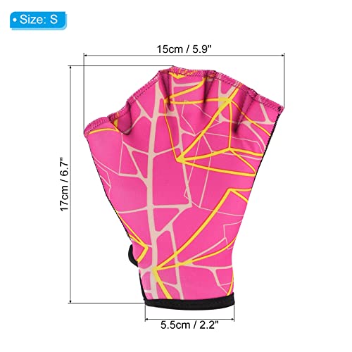 PATIKIL Webbed Swim Gloves, Swimming Aquatic Gloves Printing Water Resistance Training Accessories for Swimming and Diving, S, Rose Red - Thumbnail 2
