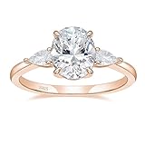 EAMTI 3CT 925 Sterling Silver Rose Gold Engagement Rings 3-Stone Oval Cut Cubic Zirconia CZ Wedding Promise Rings for Her Wedding Bands for Women Size 7