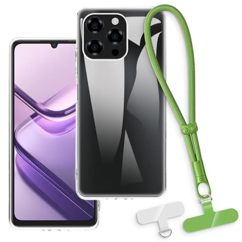 OAGELIM 2-in-1�ی�P�[�X�ƃ��X�g�X�g���b�v Doogee Note 58 Pro �Ƃ̌݊������� ���O���\�ȃ��j���[�h�t���d�b�J�o�[�A����~�ߕ����h�~�O���b�v�n���h�� (�N���A + �O���[��)