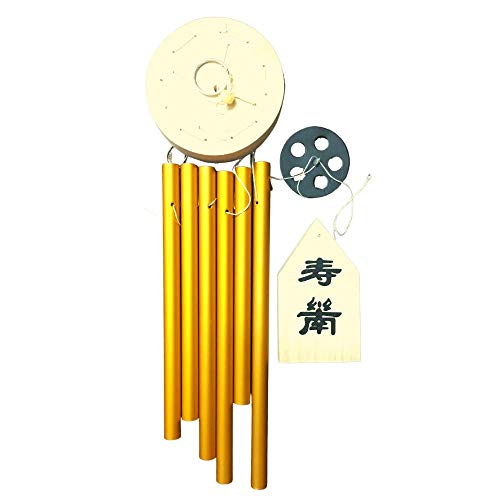Image of GJ Feng Shui Wind Chimes for Home & Balcony | 6 Rod Golden Wind Chime for Positive Energy & Vastu | Wind Chimes for Living Room, Bedroom & Door | Home Decor Hanging with Pleasant Sound