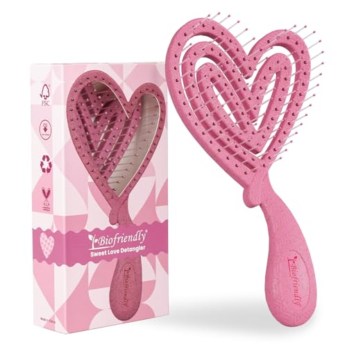 Biofriendly Mini Detangling Hair Brush for Wet & Dry Hair, Rose Pink