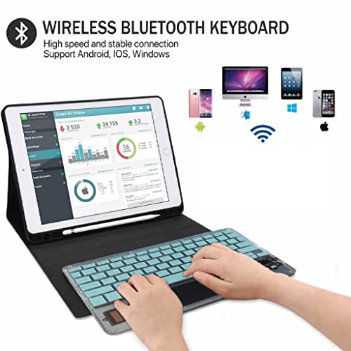 Image of TECPHILE Universal Z33 Wireless Keyboard with Touchpad & Backlit for iPad, Samsung Tab, Computer | Multi Device Con¬nection, Transparent Look, Rechargeable