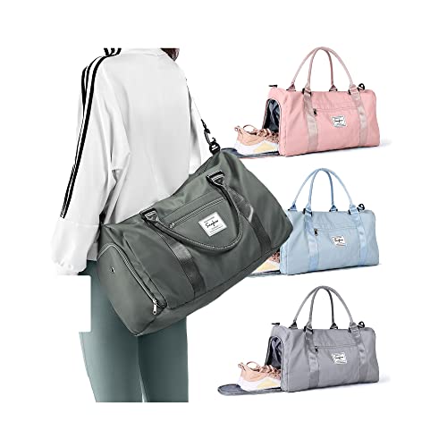 Gym Bag for Women Men with Shoes Compartment and Wet Pocket,Sport Swimming Yoga Bag,Waterproof Travel Duffel Bag Small Carry on Bag Overnight Weekender Bags Personal Item Bag for Airlines Olive Green