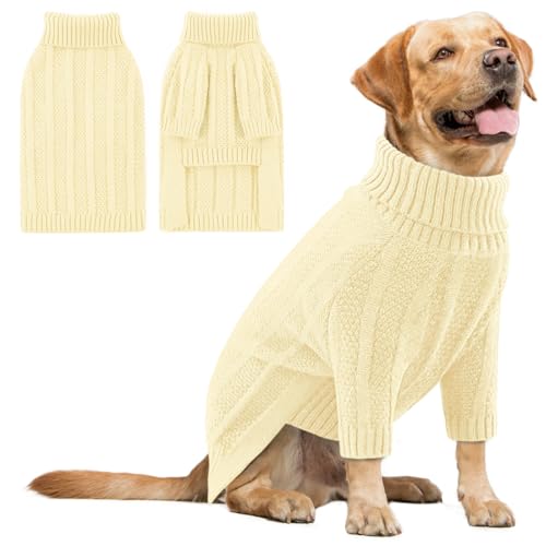 Queenmore Maglione Cane Extra Large, Morbido Vestiti per Cani Golden Retriever, Ideale per Uso Frequente (Avorio, XL)