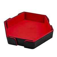 SIQUK 2 magnetische dobbelstenen lade rechthoek vouwen rollade PU-lederen bak dobbelstenen houder opbergdoos voor D&D RPG (zwart, rood
