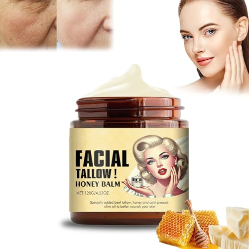 ZANWANXIN Whipped Beef Tallow Honey Balm, Whipped Beef Tallow and Honey Balm, Grass Fed Grass Finished Face Cream, Beef Tallow Moisturizer Face (1PCS)