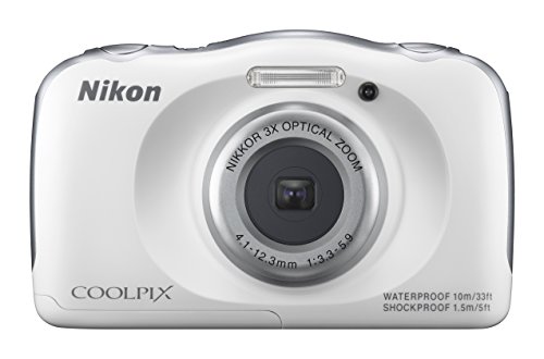 Nikon Coolpix S33 Waterproof Shockproof Cold-Resistant Camera 13.2 Megapixel with CMOS Sensor 3x optical Zoom 2.7-Inch LCD White (Renewed)