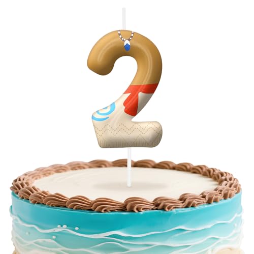 Image of Hawaii Number 2 Birthday Candles, Island Themed Cake Topper for Boys Girls Cake Decorations, Birthday Decorations Party Supplies, Number Candles for Party Decor