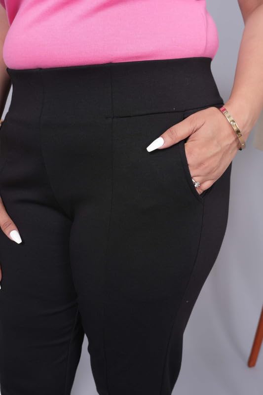 Image of Mlada Women's Solid Cotton Lycra High Waist Ankle Length Tummy Tucker Jeggings Trouser with 2 Side Pockets | Office Wear Summer Pants | Regular Fit, Stretchable, Comfortable & Stylish Everyday Bottoms