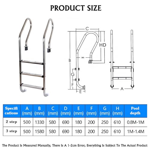 Escalera para piscina con 2 peldaños y pasamanos inoxidable miniatura 2