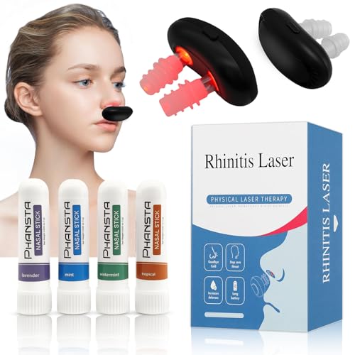 Respirelief Rotlicht Nasaltherapiegerät mit 4 Stück Nasal Stick Rotlichtlampe Rhinitis Therapiegerät Physiotherapie Nasenberuhigungsgerät zur Linderung von Nasenbeschwerden und Nasenverstopfung