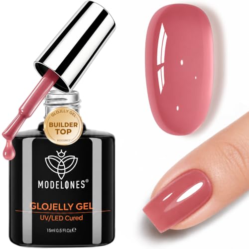 Image of modelones Jelly Rose Pink Builder Nail Gel Top Coat Gel Polish in One 15ML