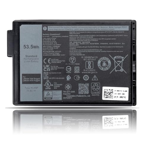 Image of XVJNP Battery Replacement for Dell Latitude 5430 7330 Rugged Extreme P148G P148G001 P149G P149G001 Series Notebook 6JRCP for Dell xvjnp Battery 53.5 Wh