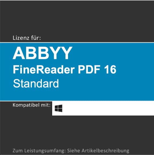 Lizenz für ABBYY FineReader PDF 16 STANDARD I 2026 I 1 Gerät I 1-3 Jahr(e) I Vollversion | Windows PC/Laptop | Lizenzcode per Post o. E-Mail von softwareGO (postalischer Versand, 1 Jahr)