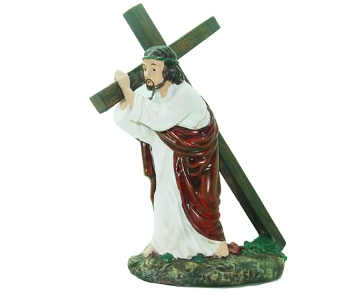 Palmetto Housewares Jesus Carrying The Cross, Jesus Resin Figurine, Inspirational
