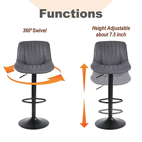 Youhauchair BAR8001-DG-1PC Bar Stools Set Of 1, Swivel Counter Height Barstools With Back thumb #6