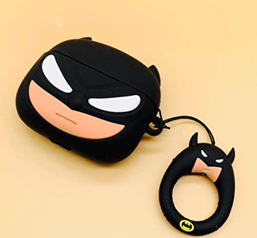 Image of For Airpods Pro 2019 Pouch Case Cover Headphones Soft Silicone Cartoon Character Cover With Keychain,360-Degree Protection (Bat Man)Multi-coloured