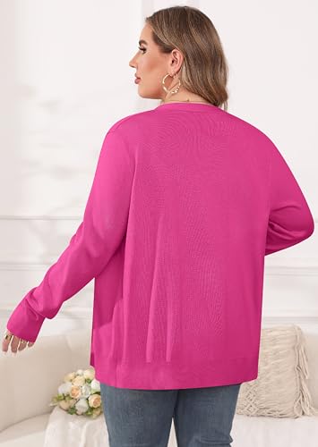 Image of TIANZHU Plus Size Cardigan for Women Button Open Front Long Sleeve V Neck Comfy Lightweight Sweaters XL-4XL