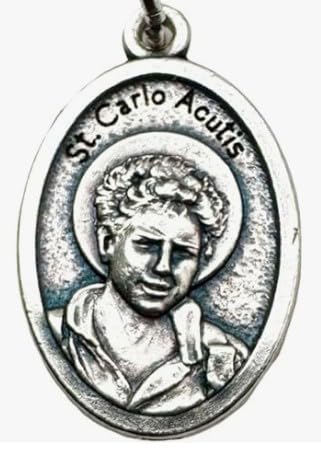 Westmon Works St Carlo Acutis Medal Set Italian Metal Pendants with Holy Cards, 5 of Each4