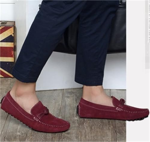 Mens Loafers Slip On Suede Round Toe Breathable Lightweight Casual Shoes Flexible Sole Resistant Rope Tie Party Dress Shoes3