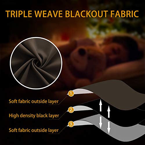 Image of KOUFALL Chocolate Brown Small Window Curtains, Thermal Short Blackout Curtains for Kitchen Over Sink Bathroom Window Cabinet Bedroom, 34W x 24 in Length