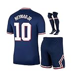 Paris Neymar Blue Home 21/22 Soccer Kids Jersey + Shorts + Socks Set Kit Size Large (10-11 Years...