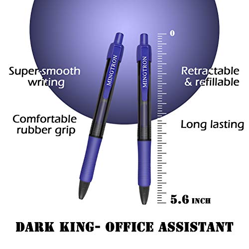 Mingtron Gel Pens, 30 Pack Blue Pens Fine Point, No Smear Ink Pens For Left Hand, Click Pens Bulk, Retractable Rollerball Pens For Smooth Writing, 0.5Mm, Navy Blue Ink #TOP1