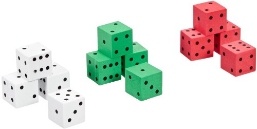 Nasco TB18745T Dot Dice Set, 5/8" Square, Foam, 72-Piece, Red/Green/White, Grades K+