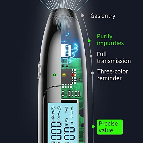 Aumotop Etilometro Portatile Etilometro elettronico ad Alta sensibilità Rilevatore di Alcol Senza Contatto USB Ricaricabile con Funzione di Allarme Schermo LED Digitale