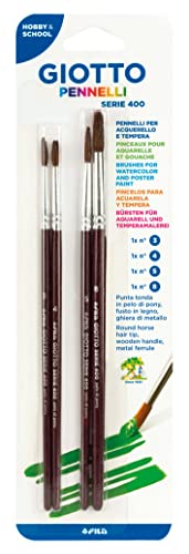 Giotto Pincel Serie 400 (Nº 3/4/5/8). Blíster 4 Unidades