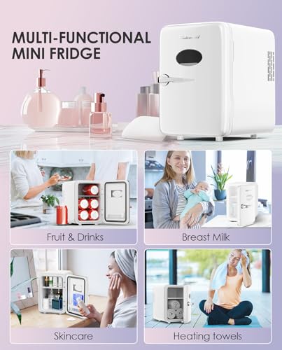 Image of CUTIEWORLD Skincare Fridge - 4L Makeup Fridge for Refrigerating Makeup, Skincare and Food, Mini Fridge for Bedroom, Office and Car, Cooler and Warmer, Beverage Cooler, Pearly White