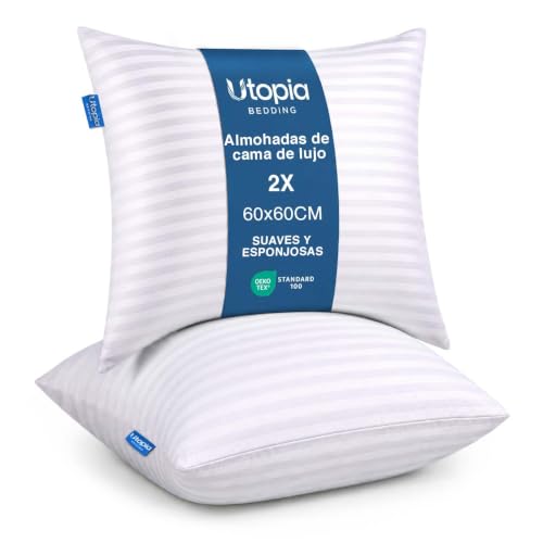 Utopia Bedding, Almohadas De Lujo (2, Blanco, 60x60 cm)