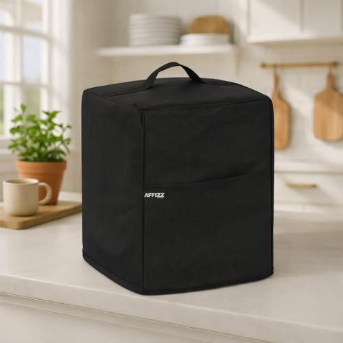 Image of Mixer Grinder Cover Free Size | Waterproof Dustproof Polyester Appliance Cover | Fits Most Mixers Up to 26 x 28 x 29 cm | With Front Storage Pocket & Easy Carry Handle (Black)