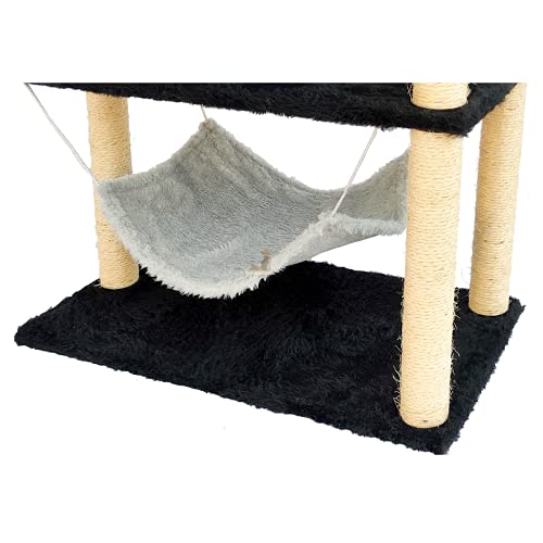 Arranhador para Gatos Pet in Box Apartamento Casinha Grande com rede tunel (Cinza/Preto)