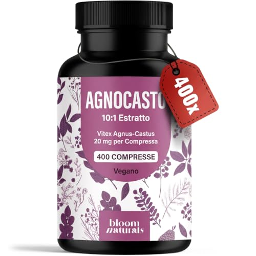 Agnocasto Integratore (Vitex Agnus-Castus) – 400 Compresse – Oltre 1 Anno di Fornitura – Estratto 10:1 Vitex Agnus-Castus 20 mg – Vegano