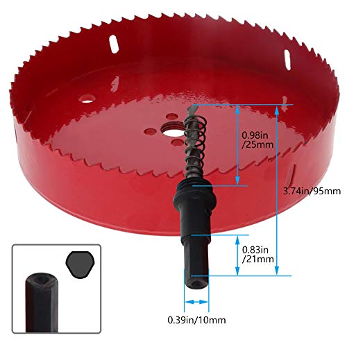 Utoolmart 175mm Dia Hole Saw Bi-metal Drilling Cutter M42 High Speed Steel Triangular Handle With Cutting Tooth Opener Drill Bit for Metal Steel Aluminium Pipe Wood Red 1pcs - Image 4