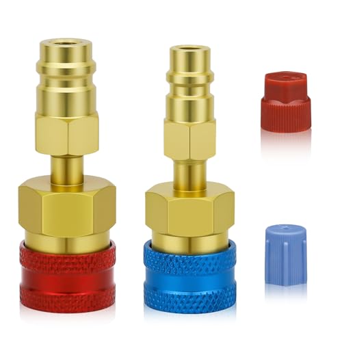 R1234yf Adapter Kit R1234yf to R134a Quick Coupler High Low Side Connector Conversion Kit 1234yf Adapter to R134a for Car Air Conditioning System Evacuation Recharging