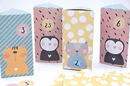Télécharger Calendrier de l'Avent avec animaux triangulaires - Boîtes cadeaux pour remplir le chat, pingouin ti livre En ligne