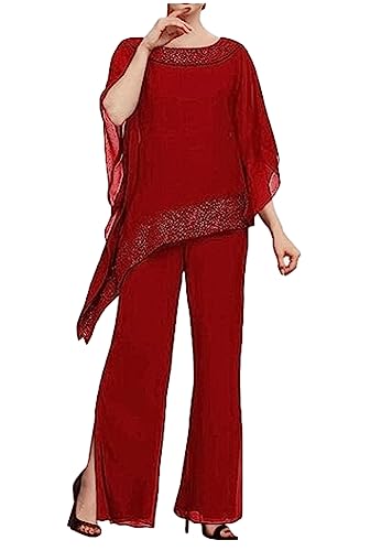 Caratteristiche: 3 pezzi di perline madre della sposa pantaloni completi, canotta con cerniera, pantaloni elastici in vita rendono i pantaloni adatti per la maggior parte della forma del corpo, stile sciolto lo rende più elegante su di te. Multi colori tra cui scegliere, come champagne, rosso reale, nero, rosso, rosso e così via. Puoi facilmente trovarne uno per le tue esigenze.